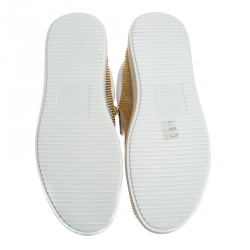 Pre Owned Giuseppe Zanotti White Leather Gold Studded Platform Slip On Sneakers Size 41