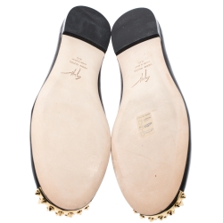 Pre Owned Giuseppe Zanotti Black Leather Malika Spiked Cap Toe Ballet Flats Size 40