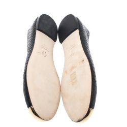 Pre Owned Giuseppe Zanotti Black Python Embossed Leather Malika Ballet Flats Size 38