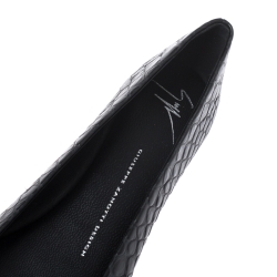 Pre Owned Giuseppe Zanotti Black Python Embossed Leather Malika Ballet Flats Size 38