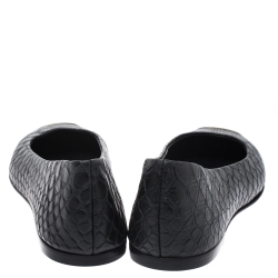 Pre Owned Giuseppe Zanotti Black Python Embossed Leather Malika Ballet Flats Size 38