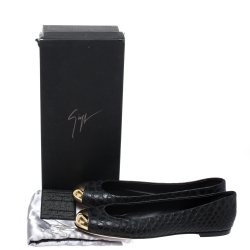 Pre Owned Giuseppe Zanotti Black Python Embossed Leather Malika Ballet Flats Size 38