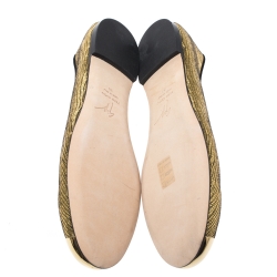 Pre Owned Giuseppe Zanotti Gold Foil Leather Malika Cap Toe Ballet Flats Size 38