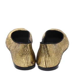 Pre Owned Giuseppe Zanotti Gold Foil Leather Malika Cap Toe Ballet Flats Size 38