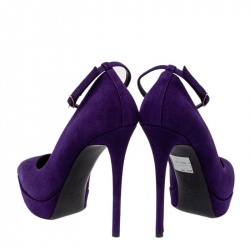 Pre Owned Giuseppe Zanotti Purple Suede Ankle Strap Pumps Size 39