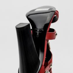 Pre Owned Giuseppe Zanotti For Pierre Balmain Red Suede Buckle Strappy Sandals Size 36