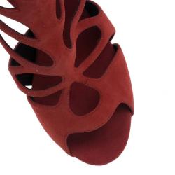 Pre Owned Giuseppe Zanotti Red Suede Butterfly Cutout Sandals Size 40