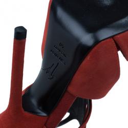 Pre Owned Giuseppe Zanotti Red Suede Butterfly Cutout Sandals Size 40