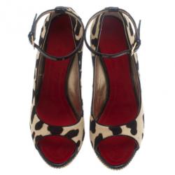 Pre Owned Giuseppe Zanotti Pony Hair Ankle Strap Pumps Size 37