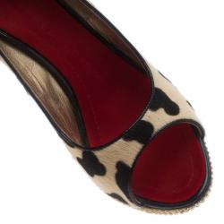 Pre Owned Giuseppe Zanotti Pony Hair Ankle Strap Pumps Size 37