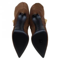 مملوكة مسبقًا Giuseppe Zanotti Brown Suede Pyramid Stud Platform Knee Boots Size 37