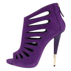 Pre Owned Giuseppe Zanotti Purple Suede Cutout Booties Size 41