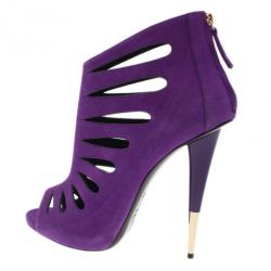Pre Owned Giuseppe Zanotti Purple Suede Cutout Booties Size 41