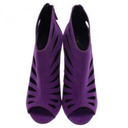 Pre Owned Giuseppe Zanotti Purple Suede Cutout Booties Size 41
