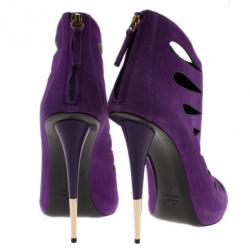 Pre Owned Giuseppe Zanotti Purple Suede Cutout Booties Size 41