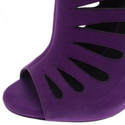 Pre Owned Giuseppe Zanotti Purple Suede Cutout Booties Size 41