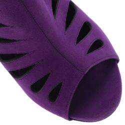 Pre Owned Giuseppe Zanotti Purple Suede Cutout Booties Size 41