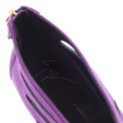 Pre Owned Giuseppe Zanotti Purple Suede Cutout Booties Size 41