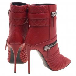 مملوكة مسبقًا Giuseppe Zanotti Red Quilted Leather Double Zip Accent Boots Size 38