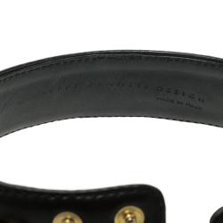 Giuseppe Zanotti Gold Tone Chain Detail Black Leather Choker Necklace