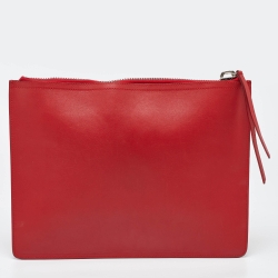 Giuseppe Zanotti Red Leather Logo Zip Slim Pouch