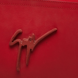 Giuseppe Zanotti Red Leather Logo Zip Slim Pouch
