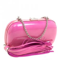 Giuseppe Zanotti Pink Patent Leather Tassel Box Clutch