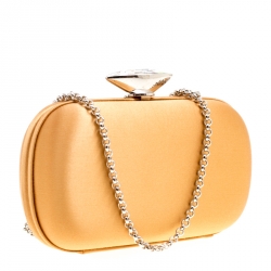 Giuseppe Zanotti Tan Satin Chain Box Clutch