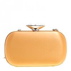 Giuseppe Zanotti Tan Satin Chain Box Clutch