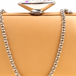 Giuseppe Zanotti Tan Satin Chain Box Clutch