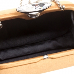Giuseppe Zanotti Tan Satin Chain Box Clutch