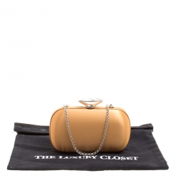Giuseppe Zanotti Tan Satin Chain Box Clutch
