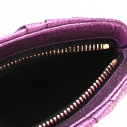 Giuseppe Zanotti Purple Metallic Jacquard Fabric Shark Tooth Clutch