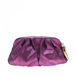 Giuseppe Zanotti Purple Metallic Jacquard Fabric Shark Tooth Clutch
