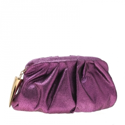 Giuseppe Zanotti Purple Metallic Jacquard Fabric Shark Tooth Clutch