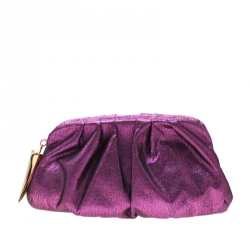 Giuseppe Zanotti Purple Metallic Jacquard Fabric Shark Tooth Clutch