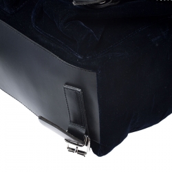 Pre Owned Giuseppe Zanotti Navy Blue Velvet and Leather Backpack