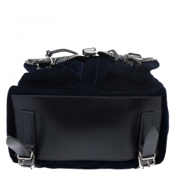 Pre Owned Giuseppe Zanotti Navy Blue Velvet and Leather Backpack