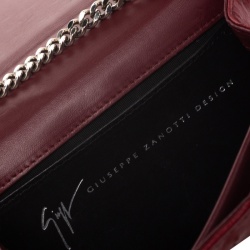 Pre Owned Giuseppe Zanotti Red Ostrich Embossed Leather Chain Shoulder Bag