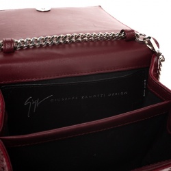 Pre Owned Giuseppe Zanotti Red Ostrich Embossed Leather Chain Shoulder Bag