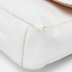 Pre Owned Giuseppe Zanotti White Textured Leather Multiple Chain Bag