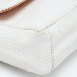 Pre Owned Giuseppe Zanotti White Textured Leather Multiple Chain Bag