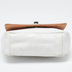 Pre Owned Giuseppe Zanotti White Textured Leather Multiple Chain Bag