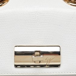 Pre Owned Giuseppe Zanotti White Textured Leather Multiple Chain Bag