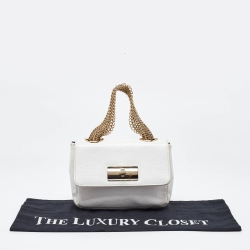 Pre Owned Giuseppe Zanotti White Textured Leather Multiple Chain Bag