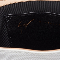 Pre Owned Giuseppe Zanotti White Textured Leather Multiple Chain Bag