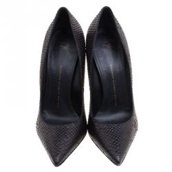 مملوكة مسبقًا Giuseppe Zanotti Brown Metallic Python Leather Pointed Toe Pumps Size 41