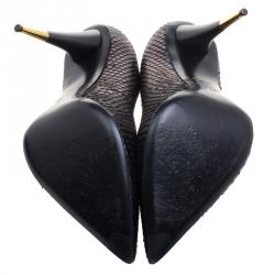 مملوكة مسبقًا Giuseppe Zanotti Brown Metallic Python Leather Pointed Toe Pumps Size 41