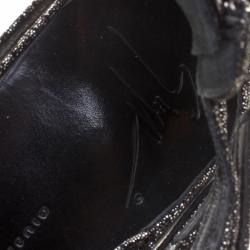 Pre Owned Giuseppe Zanotti Metallic Suede Strappy Flat Sandals Size 40