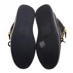 Pre Owned Giuseppe Zanotti Black Fabric And Leather Runner Mid Top Sneakers Size 40